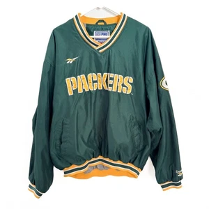 Reebok NFL Pro Line Packers Pullover Windbreaker Jacket Green Gold SIZE XL - Picture 1 of 10
