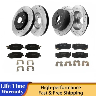 Front Rear Drilled Rotors Brake Pads Ceramic for 2007 2008 2009 Hyundai Santa Fe Foto 1 de 4
