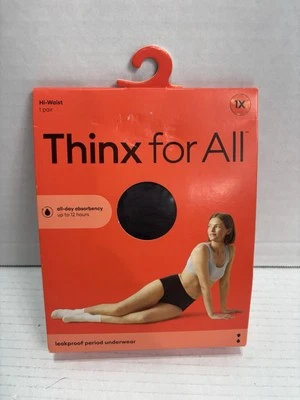 Bragas de época Thinx para mujer 1X negras más cintura alta 12 horas algodón a prueba de fugas Foto 1 de 4