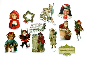 One Dozen Vintage-looking Christmas Stickers Victorian-style - Bild 1 von 5