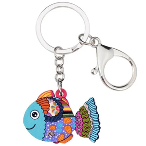 Acrylic Cartoon Fish Keychains Purse Bag Key Ring Sea Life Jewelry Charms Gifts - Picture 1 of 5