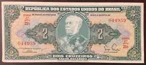 1956-1958 BRAZIL PAPER MONEY - 2 CRUZEIROS BANKNOTE! - Picture 1 of 2