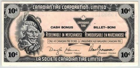Canadian Tire Paper Money- CTC S11-C 10 cent note "2 VOID" 1989     *14 Cover