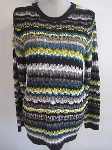 NWT JONES NEW YORK SPORT L & XL Navy Multi Color Ribbed Knit Sweater MSRP $79. - Picture 1 of 11