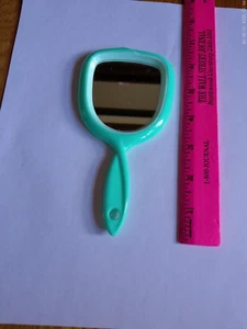 Children's Vintage Hand Mirror Plastic Aqua Small Kid's Collectible 1990's - Imagen 1 de 6
