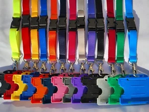 Quality Color Lanyard,Metal Clip,Safety Break,Detachable Buckle + ID Card Holder - Picture 1 of 19