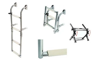 Echelle 4 Marches Bateau Repliable Montage Mur Coque inox 316 - Imagen 1 de 3