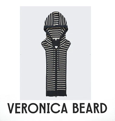 NWT VERONICA BEARD Dickey Hoodie MUNNO Navy Stripe Cotton 4 Jacket Vest - Image 1 of 4
