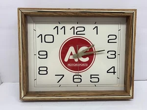Vintage ac Motorsport Wall quartz Clock works racing faux wood sports - Picture 1 of 5