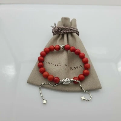 Pulsera DAVID YURMAN Cuentas Espirituales Coral Rojo y Acento Tamaño Ajustable Foto 1 de 4