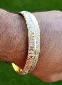 Singh is King Kara Gold Plated Kada Sikh Khalsa Bracelet Moustache Bangle AA9 - Picture 1 of 10
