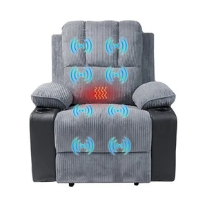Electric Recliner Chair Massage Heating Velvet Upholster Sofa for Elderly Gray - Picture 1 of 8