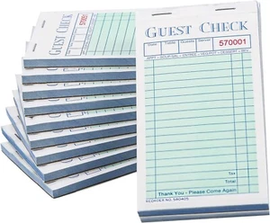 Guest Checks Server Note Pads 500 Sheets With Copy Paper (10 Books) 3.5" x 6.75" - Picture 1 of 9