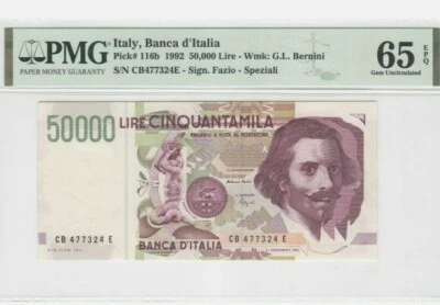 1992 ITALY 50000 lire PMG65 EPQ GEM UNC  {P-116b} - Image 1 of 2