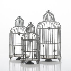 Cage à oiseaux en métal effet lavage gris, jardin, maison, décoration de mariage, cage à perruques 