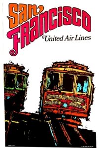 Vintage 1967 San Francisco United Airlines Werbe-Reiseposter - Neu - Bild 1 von 10