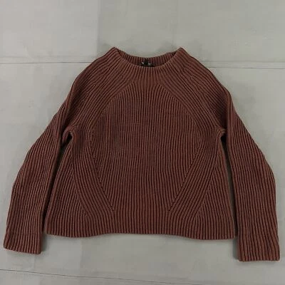 Athleta Women Ribbed Light Rockland Brown Cotton Sweater Sweatshirt-MED-0730 - Image 1 of 4