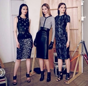 NUEVA FALDA LÁPIZ DE PIEL SINTÉTICA RECUBIERTA BCBG MAX AZRIA INES DFV3E351 TALLA XXS $198 NUEVA CON ETIQUETAS - Imagen 1 de 8