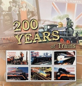 GHANA TRAIN STAMPS 2005 MNH 200 YEARS OF TRAINS LOCOMOTIVE RAILROAD RAILWAYS 1 - Picture 1 of 1