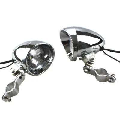 Chrome 12V LED Conduite Qui passe Place Feux de brouillard Moto Pour Honda BMW - Photo 1/4