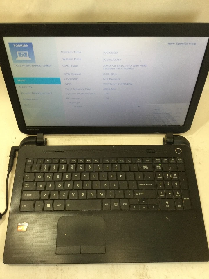 TOSHIBA SATELLITE C55D-B5310 - BOOTS TO BIOS - AMD A8 - 4GB RAM - READ DESC - BB - Image 1 of 4