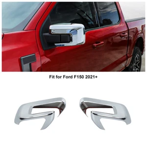 Cubierta de espejo retrovisor lateral exterior cromada biseles tapas para 21+ Ford F150 - Imagen 1 de 10