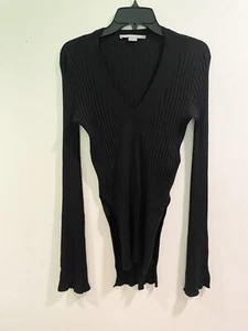 STELLA McCARTNEY Black Ribbed Sweater Studded Sleeves Size 44 - Picture 1 of 5