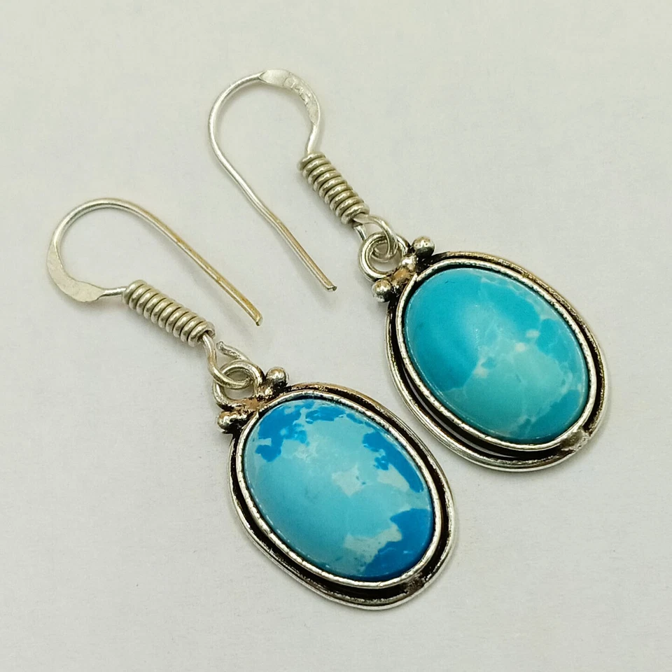 Pendiente de moda para mujer Larimar enchapado en plata de ley 925 con 1 par de ganchos Foto 1 de 3