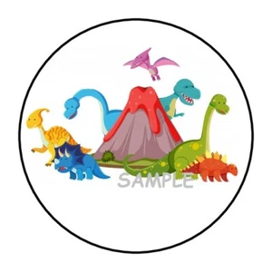 30 DINOSAUR ENVELOPE SEALS LABELS STICKERS 1.5" ROUND BIRTHDAY PARTY FAVORS - Picture 1 of 1