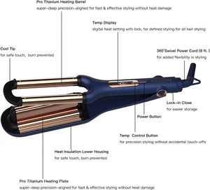 MIRACOMB Ion Titanium Deep Waver Smart Crimping Iron Hair Crimper - Picture 1 of 9
