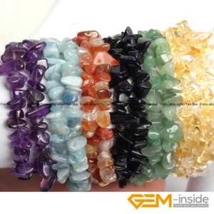 Wholesale Lot Assorted Stones Nugget Freeform Chips Beaded Stretchy Bracelet 7" - Picture 1 of 174