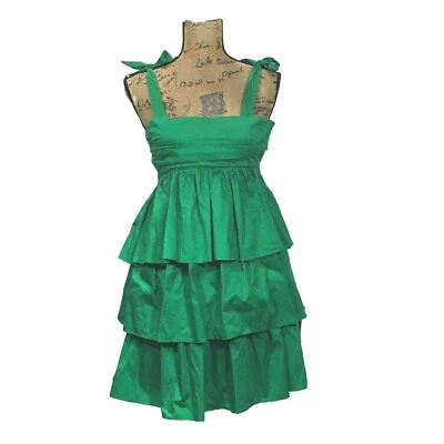 JC de CASTELBAJAC Dress UK 40 US XS Bold Kelly Green Empire Tier Layer Sundress - Image 1 of 4