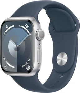 Apple Watch Series 9 41mm Aluminum Case with Storm Blue Sport Band M/L MR913LL/A - Photo 1 sur 8