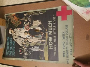 Original Rotes Kreuz-Poster 1917 mutterlos, wie viel man diese kleinen Leben retten kann - Bild 1 von 8