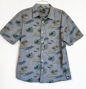 Ocean Current Hawaiian Shirt Large Mid-Century Surf Lounge Grey-Scale Aloha Core - Picture 1 of 6