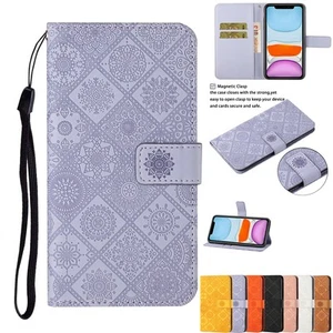 Flip Embossing Leather Lanyard Wallet Case For Motorola Moto G85 E14 S30 Pro G73 - Picture 1 of 18