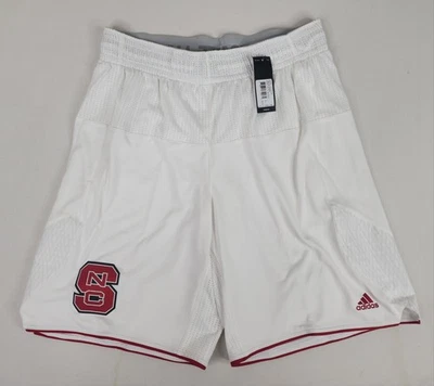 NC State Wolfpack 3XL Length +2 Adidas Men's Block Logo White Iced Out Shorts - Image 1 of 4