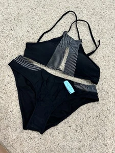 CUPSHE Black Bikini Size Large Cheeky NWT - Picture 1 of 8