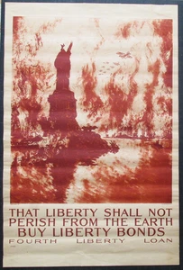 Original WW1 Poster DASS DIE FREIHEIT NICHT VON DER ERDE UNTERGEHEN SOLL BuyLibertyBonds - Bild 1 von 5