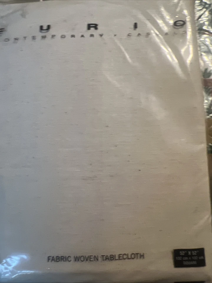 Vintage Furio Contemporary Bone Satin Stripe Fabric Tablecloth Oblong 60" x 104” - Image 1 of 4
