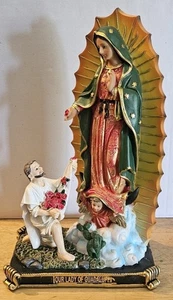 OUR LADY OF GUADALUPE JUAN DIEGO FLOWER ROSE VIRGIN MARY RELIGIOUS FIGURINE  - Picture 1 of 3