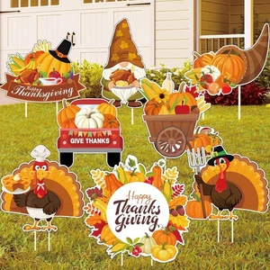 Thanksgiving Yard Signs 8pc with Stakes Happy Thanksgiving Outdoor Decorations T - Picture 1 of 7
