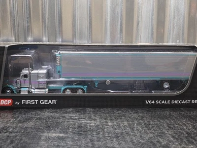 DCP Miami Vice Gray/Teal Peterbilt 359 Flattop Reefer Trailer 1:64 Scale 60-2064 - Image 1 of 4