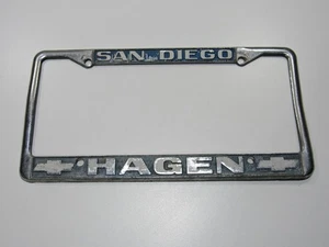 Oldtimer Hagen Chevrolet San Diego CA Metall Nummernschild Rahmen Anhänger Händler - Bild 1 von 3