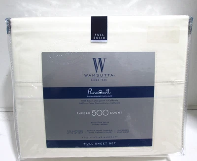 WAMSUTTA 500 Roscas Pima Cott Conjunto Completo de Folhas Marfim NOVO LACRADO FRETE GRÁTIS - Imagem 1 de 3