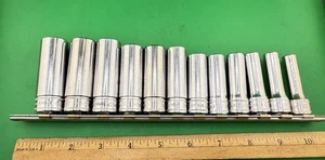 SNAP ON 212SFSMY 3/8" DRIVE 6 POINT METRIC DEEP SOCKET SET 8MM - 19MM Racked - Picture 1 of 5