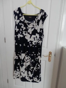 Phase Eight Navy/"White Butterfly Dress Size 14 VGC - Picture 1 of 3