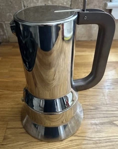 Alessi 9090/6 Inox 7.5" Alto 6 Tazas Estufa Moka Pot Cafetera Espresso Italia - Imagen 1 de 11