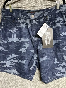 KUPFER NIETEN "DENIM CAMO" sportliche Premium Shorts blau 32 x 8 neu mit Etikett schmale Passform - Bild 1 von 4