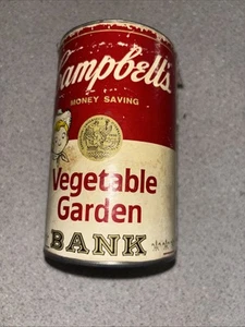 Campbell’s Vegetable Garden Bank Can Vintage Tin Money Saving Empty - Picture 1 of 7